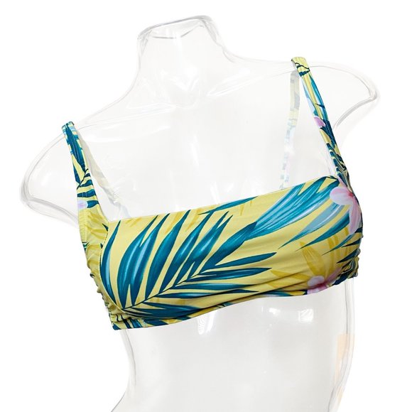 NWT Yellow Tropical Palm Bikini Swim Top - Womens Size S Swimsuit - Kona Sol - Picture 1 of 4